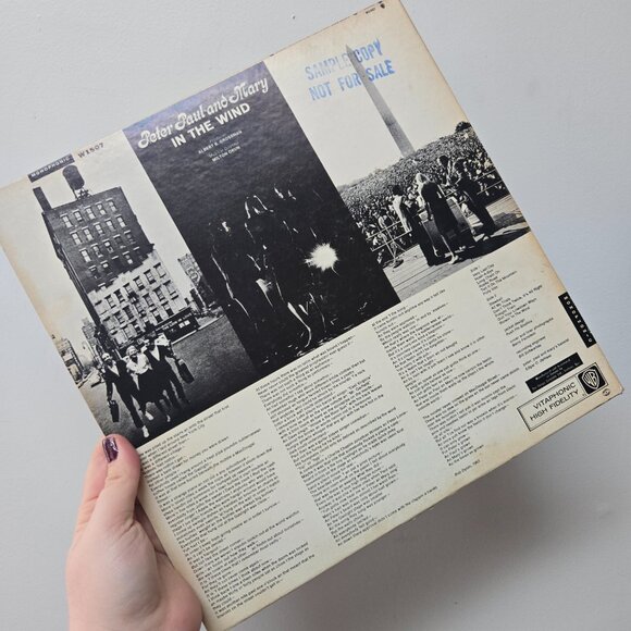 3 For 15 ππ Vintage Peter, Paul and Mary "In the Wind" Vinyl Record β GUC - Picture 2 of 3
